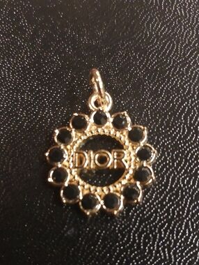 CD Gold and Black Crystal Logo Charm Pendant